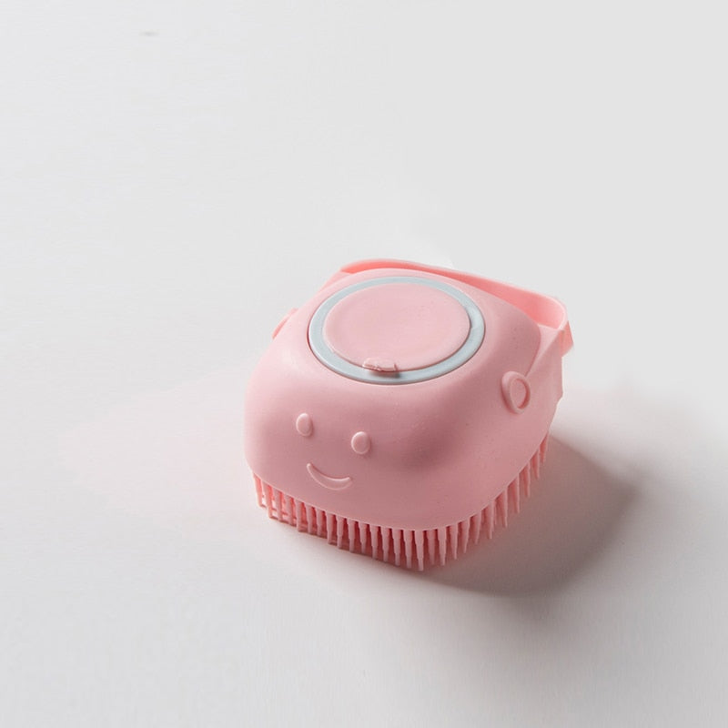 DogCat BathBrush β Silicone Pet Massage Brush with Shampoo Dispenser