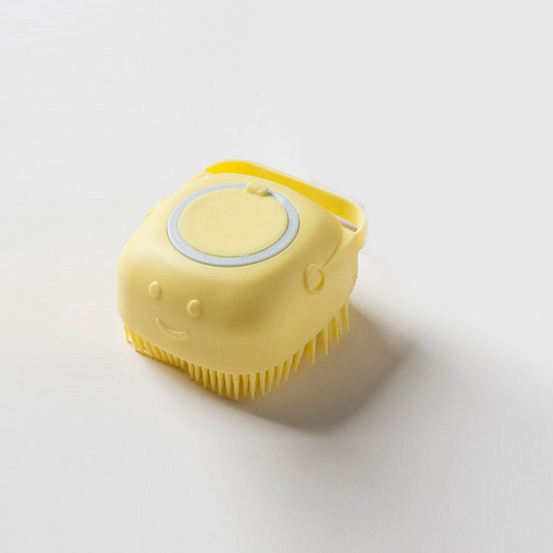 DogCat BathBrush β Silicone Pet Massage Brush with Shampoo Dispenser